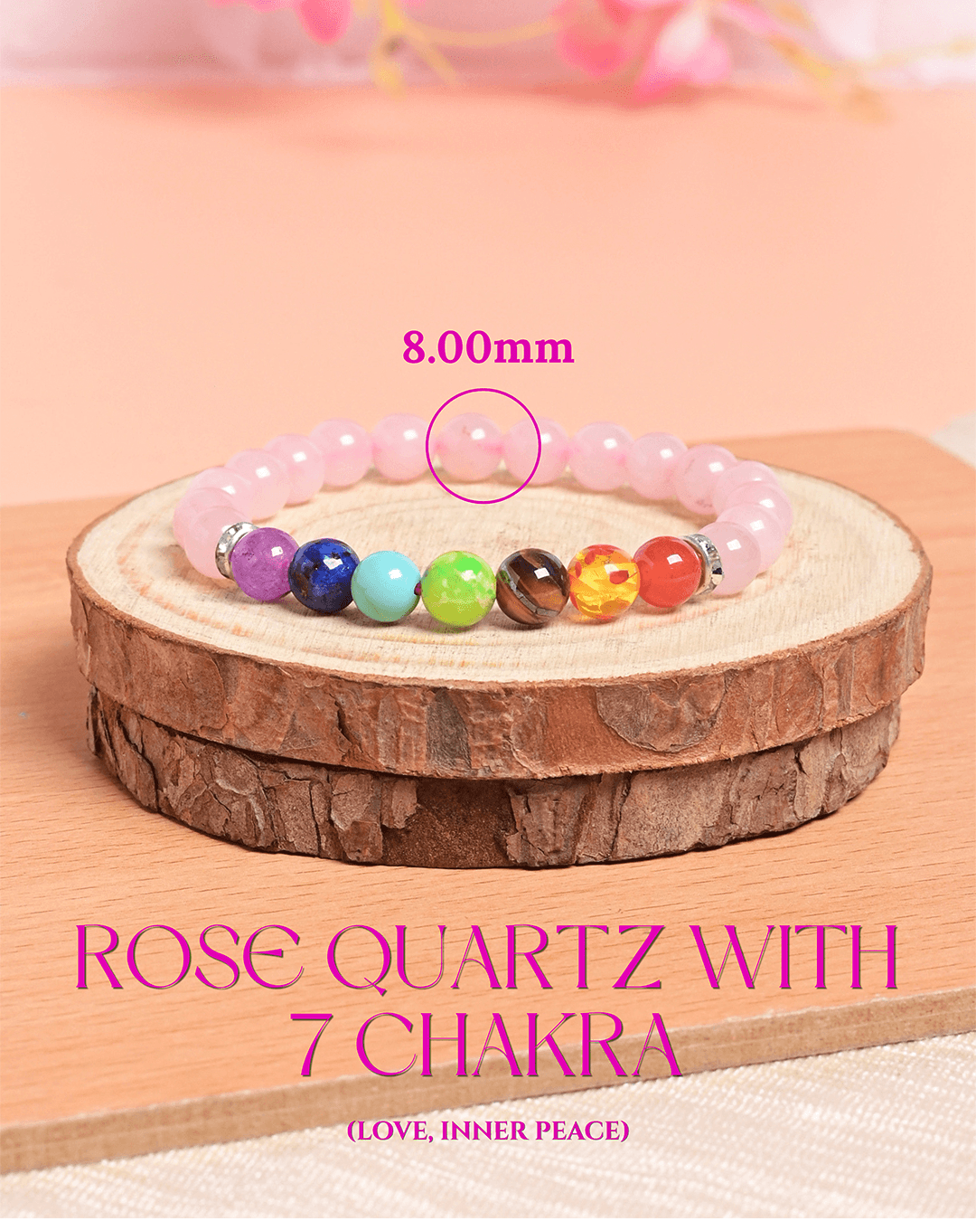 Rose Quartz & 7Chakra Bracelet  — thumbnail 3