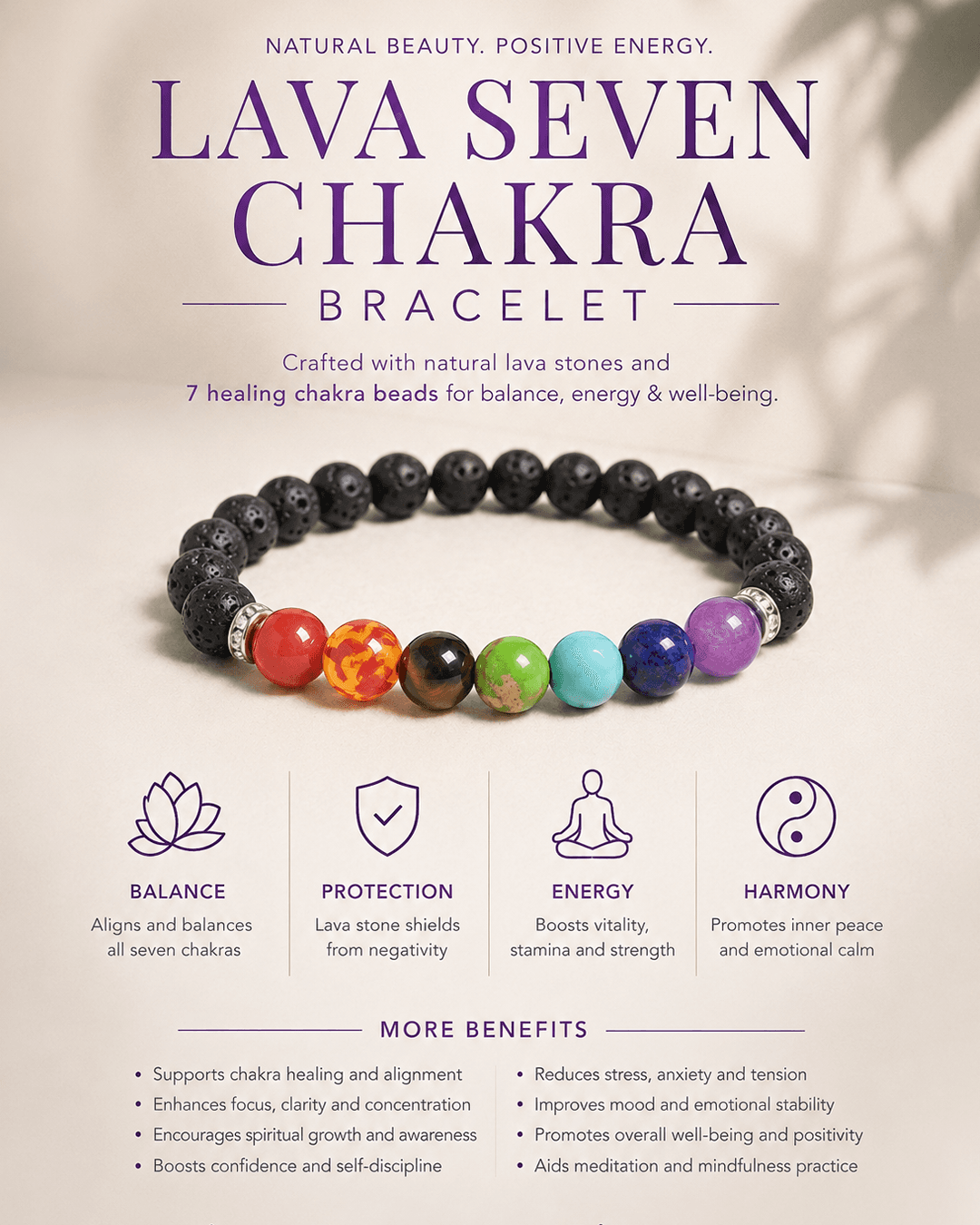 Lava Seven Chakra Bracelet  — thumbnail 2